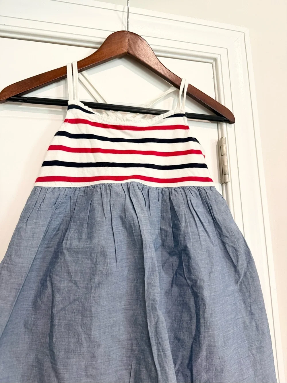 NWT GAP Red, White & Blue Striped Bodice Chambray Dress